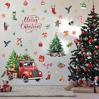 Christmas Window Wall Stickers Christmas Tree Gifts Wall Art Decals Home Party Christmas Door Window Home Decor miniinthebox - thumbnail