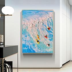 Blue Ocean Waves Oil Painting On Canvas Custom Painting Texture Canvas Painting Wall Art Personalized Gift Abstract Surf Painting Modern Home Decor Frame Ready To Hang Lightinthebox