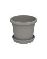 Cosmoplast Round Flower Pot With Tray 6 inch Curver Grey
