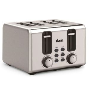 Ikon 4 Slice Bread Toaster, 1350-1600 W, Stainless Steel, IK-CBT04