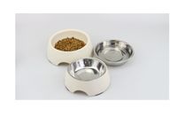 Melamine Off White Stainless Steel bowl with anti slip circle on the bottom Volume For Cats And Dogs 160ML