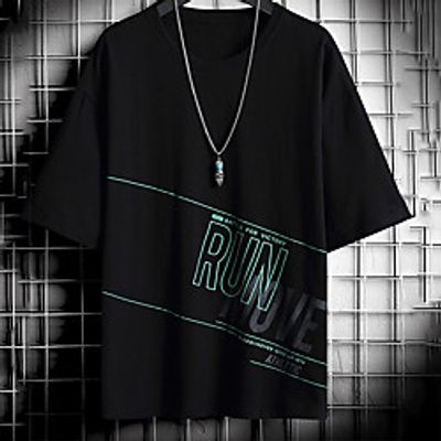 Men's Unisex Tee T shirt Hot Stamping Graphic Prints Letter Plus Size Print Short Sleeve Casual Tops Cotton Basic Fashion Designer Big and Tall White Black Dark Gray Lightinthebox
