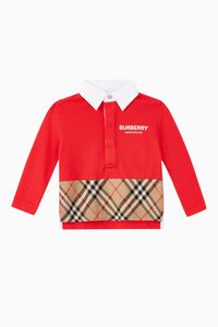 Vintage Check Panel Cotton Polo Shirt