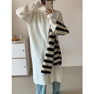 Women's Sweater Dress Jumper Dress Winter Dress Midi Dress Fashion Pure Color Outdoor Casual Daily Holiday Turtleneck Long Sleeve Zipper 2023 Loose Fit Black Pink Camel One Size Lightinthebox