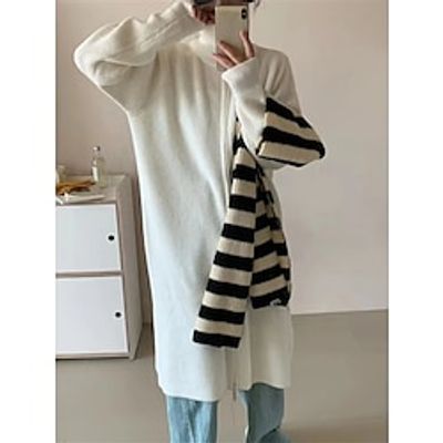 Women's Sweater Dress Jumper Dress Winter Dress Midi Dress Fashion Pure Color Outdoor Casual Daily Holiday Turtleneck Long Sleeve Zipper 2023 Loose Fit Black Pink Camel One Size Lightinthebox
