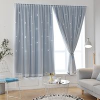 2 Layers Opaque Curtains Stars Hollow Out Colour Blackout Curtains  Voile Curtains with Eyelets Double Layer Warm Insulated Noise Reduction Curtains for Bedroom Living Room Nusery Lightinthebox - thumbnail