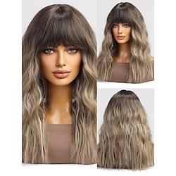 Synthetic Wig Uniforms Career Costumes Princess Curly Wavy Middle Part Layered Haircut Machine Made Wig 16 inch Light Brown Synthetic Hair Women's Cosplay Party Fashion Light Brown Lightinthebox