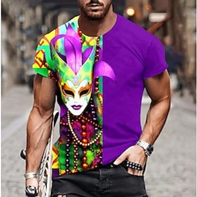 Graphic Feathers Mask Mardi Gras Fashion Artistic Abstract Men's 3D Print Party Casual Holiday T shirt Purple Gold Green Short Sleeve Crew Neck Shirt Summer Clothing Apparel Normal S M L XL XXL XXXL Lightinthebox Graphic Feathers Mask Mardi Gras Fashion Artistic Abstract Men's 3D Print Party Casual Holiday T shirt Purple Gold Green Short Sleeve Crew Neck Shirt Summer Clothing Apparel Normal S M L XL XXL XXXL Lightinthebox