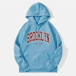 Men's Hoodie Pullover Green Red Light Blue Gray White Hooded Graphic Letter Print Front Pocket Going out Streetwear Streetwear Cool Designer Winter Spring   Fall Clothing Apparel Hoodies Sweatshirts  Lightinthebox