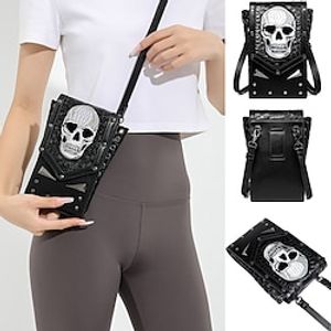 Fashion Mini Mobile Phone Bag Skull Pattern Wallet Pouch CrossBody Bags Men Shoulder Purse Women Leather Waist Bag Fanny Pack Lightinthebox