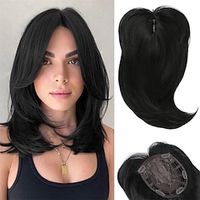 Hair Topper Long Layered Hair Topper with Bangs for Women with Thinning Hair 14 Inch Slightly Curled Ends Wiglets Synthetic Fiber Hair Pieces for Women Lightinthebox