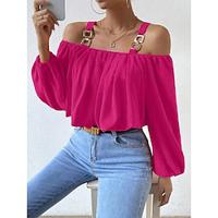 Shirt Blouse Women's Pink Plain Cold Shoulder Street Daily Fashion Off Shoulder Regular Fit S Lightinthebox