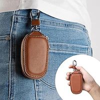 Car Key Case Universal Key Fob Cover Case Key Fob Protector Faux Leather Car Keychain Holder Metal Hook And Keyring Zipper Bag Lightinthebox - thumbnail