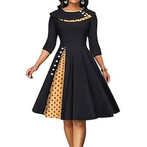 Cosplay Princess Cocktail Dress Vintage Dress Fall Spring Dress Flare Dress Women's Adults' Costume Vintage Cosplay Business / Ceremony / Wedding Date 3/4-Length Sleeve Knee Length A-Line miniinthebox