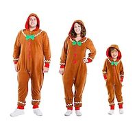 Family Christmas Pajamas Mommy and Me Romper Solid Color Graphic Party Print Elk gingerbread Man Long Sleeve Mommy And Me Outfits Active Matching Outfits Lightinthebox - thumbnail