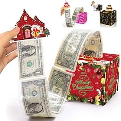 Birthday Money Box for Cash Gift Pull, Money Gift Boxes for Cash with Pull Out Happy Birthday Day Card, 30Pcs Transparent Bags, A Fun and Loving Way to Offer Cash as A Gift miniinthebox