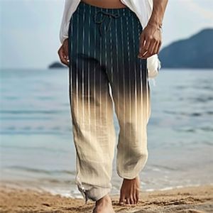 Stripe Gradual Casual Men's Pants Trousers Outdoor Street Going out Polyester Pink Blue Khaki S M L Mid Waist Elasticity Pants Lightinthebox