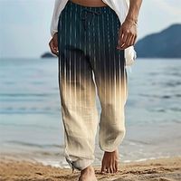 Stripe Gradual Casual Men's Pants Trousers Outdoor Street Going out Polyester Pink Blue Khaki S M L Mid Waist Elasticity Pants Lightinthebox - thumbnail