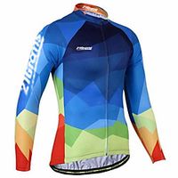 21Grams Men's Long Sleeve Cycling Jersey Winter Summer Spandex Polyester BlueYellow Rainbow Plaid Checkered Bike Jersey Top Mountain Bike MTB Road Bike Cycling Thermal Warm UV Resistant Anatomic miniinthebox - thumbnail