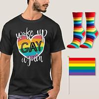 LGBT LGBTQ T-shirt Pride Shirts with 1 Pair Socks Rainbow Flag Set Woke up Gay Again Funny Queer Lesbian Gay T-shirt For Couple's Unisex Adults' Pride Parade Pride Month Party Carnival Lightinthebox