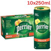 Perrier Natural Sparkling Mineral Water Peach Flavored Slim Can 10x250ml