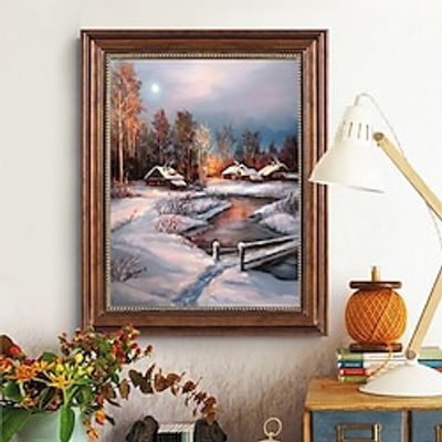 Handmade Oil Painting Canvas Wall Art Decoration Classical Landscape Village Snow Scene for Home Decor Rolled Frameless Unstretched Painting Christmas Gift Lightinthebox Handmade Oil Painting Canvas Wall Art Decoration Classical Landscape Village Snow Scene for Home Decor Rolled Frameless Unstretched Painting Christmas Gift Lightinthebox