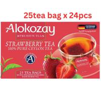 Alokozay Strawberry Tea - 25 Tea Bags In Foil Wrapped Envelopes X 24