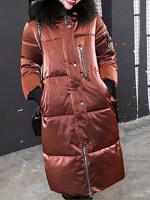 Casual Solid Faux Fur Hooded Velvet Coat - thumbnail