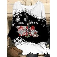 Women's Plus Size Christmas Tops Blouse Shirt Letter Santa Claus Print Long Sleeve Crew Neck Casual Festival Daily Polyester Winter Fall Black Wine Lightinthebox - thumbnail