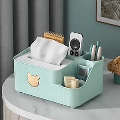 Multifunctional Tissue Storage Box Desktop Napkin Holder Container Remote Control Storage Organizer For Home Office Tissue Storage Box Living Room Desktop Storage Multi-function Storage Box Lightinthebox