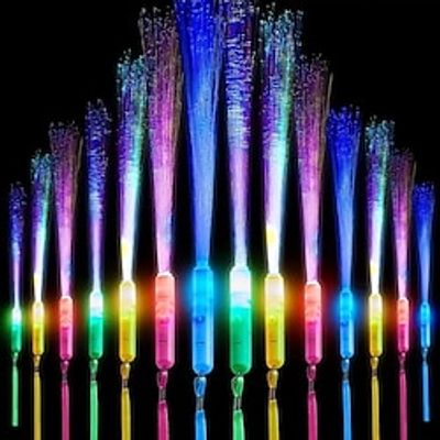 5/12pcs Color Fiber Optic Glow Stick Led Bar Festival Party Wedding Props Led Glow Stick Concert Fiber Optic Stick Party Decor Party Supplies miniinthebox