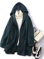 Women's Pocket Hooded Mid-length Cotton Coat