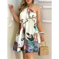 Women's Casual Dress Leaf Print Halter Neck Mini Dress Hawaiian Stylish Daily Vacation Sleeveless Summer Lightinthebox