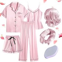 5PCS Adults' Bathrobe Pajamas Comfort Set,Pajamas Nightwear with Silk Headband Hair Care Anti-Frizz  Hair Removal Tool Pajamas Ice Silk Lightinthebox - thumbnail