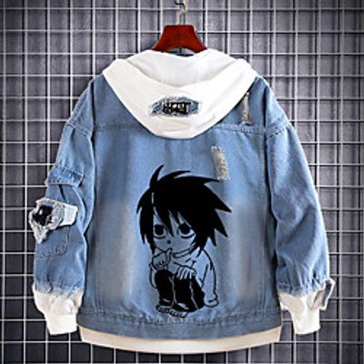 Inspired by Death Note L.Lawliet Anime Cartoon Cloth Demin Anime Harajuku Graphic Kawaii Hoodie For Women's / Men's miniinthebox