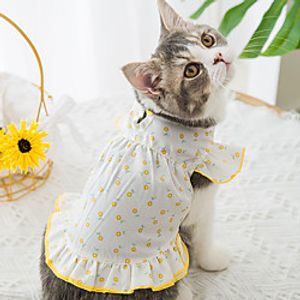 Dog Cat Shirt / T-Shirt Flower Basic Adorable Cute Casual / Daily Dog Clothes Puppy Clothes Dog Outfits Breathable Yellow Costume for Girl and Boy Dog Cotton Fabric XS S M L XL XXL miniinthebox