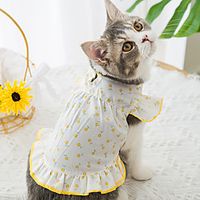 Dog Cat Shirt / T-Shirt Flower Basic Adorable Cute Casual / Daily Dog Clothes Puppy Clothes Dog Outfits Breathable Yellow Costume for Girl and Boy Dog Cotton Fabric XS S M L XL XXL miniinthebox - thumbnail