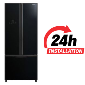 Hitachi 710L Gross Side by Side Bottom Freezer Refrigerator | French Door | 3 Doors Fridge | Dual Fan Cooling | Movable Twist Ice Tray | Glass Blac...