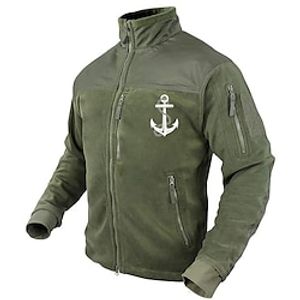 Men's Military Tactical Hoodie Anchor Daily Casual Military Men's Zip Sweatshirt Outerwear Outdoor Holiday Going out Sweatshirts Black Khaki Army Green Stand Collar Zipper Pocket Fall Winter Designer Lightinthebox