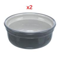Trixie Plain Ceramic Bowl For Dogs - Grey 20cm (Pack Of 2)