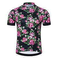 21Grams Men's Short Sleeve Cycling Jersey Summer Spandex Polyester Black Floral Botanical Bike Jersey Top Mountain Bike MTB Road Bike Cycling Quick Dry Moisture Wicking Breathable Sports Clothing Lightinthebox - thumbnail