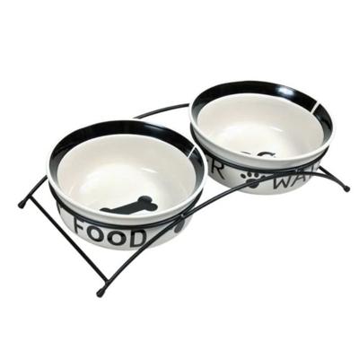 Trixie Ceramic Eat On Feet Set For Dogs - 2.6L White