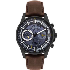 Lee Cooper Men's Multi Function Display Watch & Leather Strap, Brown - LC07816.694