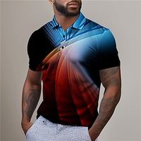 Optical Illusion Men's Fashion Casual 3D Print Polo Shirt Sports Outdoor Vacation Streetwear Pique Polo Shirt Short Sleeve Turndown Polo Shirts Red Blue Summer S M L Micro-elastic Lapel Polo Lightinthebox
