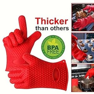 Silicone Gloves, Heat Resistant, Non-slip, Cooking Glove, Oven Mitt BBQ Baking Grilling Glove, Finger Hand Wrist Full Protection Water-proof Glove, Cleaning Supplies, Cleaning Tool miniinthebox