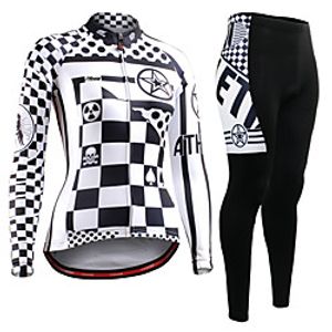 21Grams Women's Long Sleeve Cycling Jersey with Tights Winter Fleece BlackWhite Sugar Skull Skull Bike Clothing Suit Ultraviolet Resistant Quick Dry Breathable Back Pocket Sports Sugar Skull miniinthebox