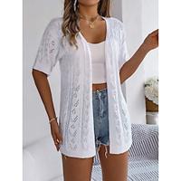 Tunic Shirts Women's White Pink Khaki Plain Crochet Street Daily Fashion Regular Fit S Lightinthebox