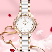 New Seno Tatsuno Brand Women'S Watches Decorative Ceramic Tiled Solid Steel Band Dial Quartz Watches Fashionable And Elegant Women'S Wristwatches Lightinthebox - thumbnail