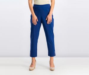 Women Stud-Embellished Ankle Pants  Pompador Blue