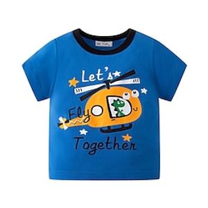 Kids Boys T shirt Tee Cartoon Letter Short Sleeve Crewneck Children Top Casual Fashion Daily Summer Blue 2-8 Years Lightinthebox